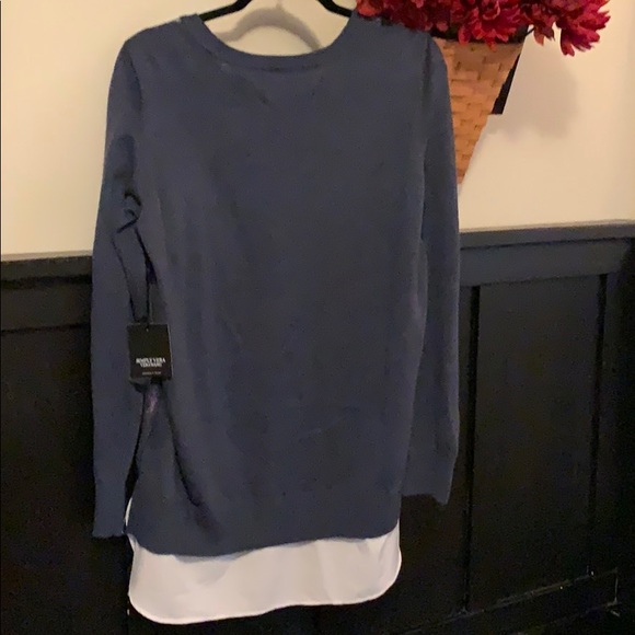 Simply Vera Wang dusty blue lace lined sweater NWT - Picture 6 of 8